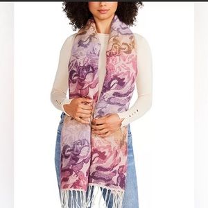 Steve Madden Jacquard Blanket Scarf -  Pink Berry Multi